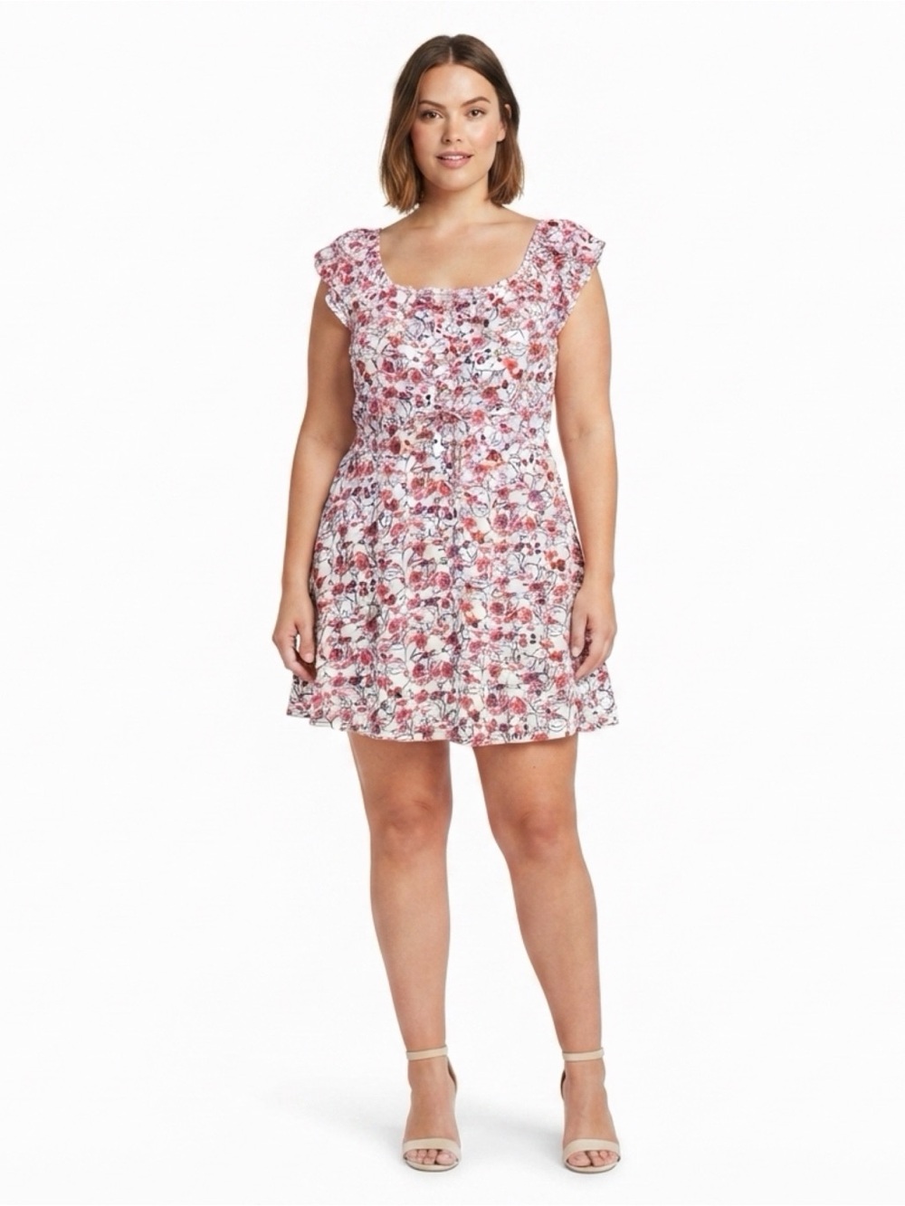 Aerie Floral Smocked Mini Dress XL Puff Sleeve Cottagecore Boho